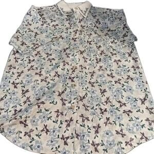 Vintage Floral Button Up Collared Top By Krazy Kat Sz.M Boho Cottage Grandma